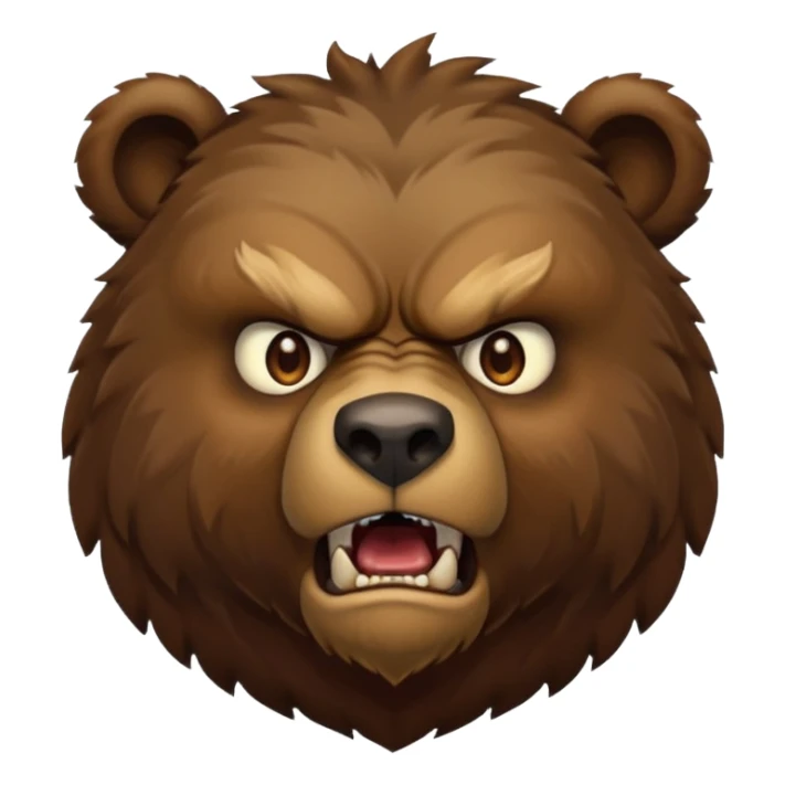 An ancient bear, forest guardian, aggressive angry, front profile, face portrait focus sticker