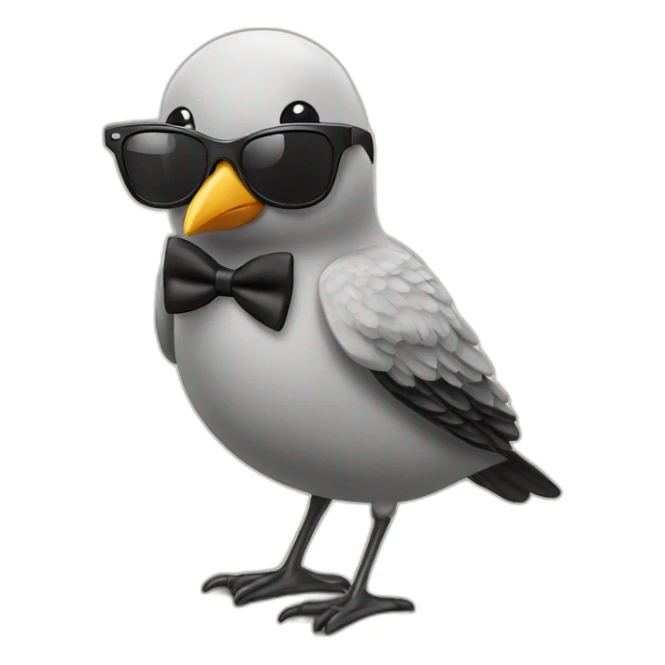 Bird with sunglasses and a black bowtie ￼￼ sticker