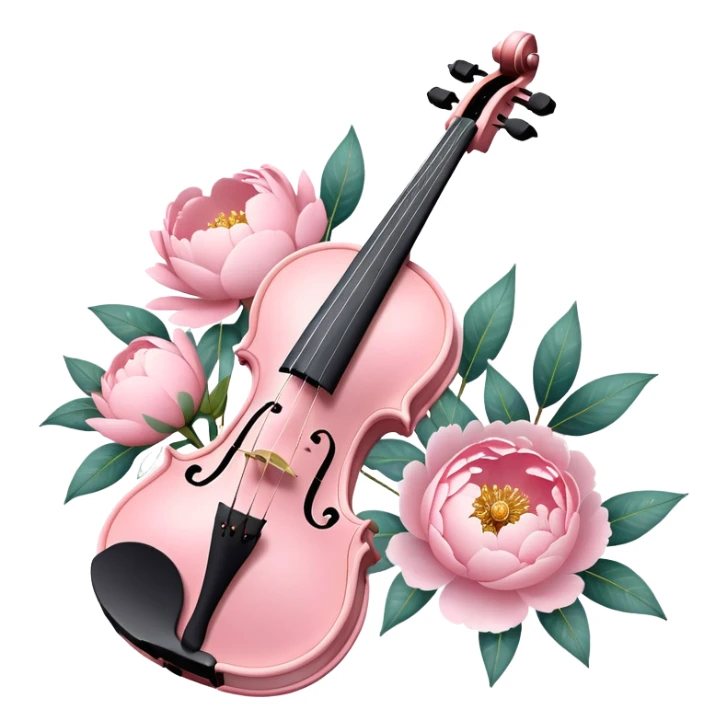 soft pastel pink roamin romantic violin with peonies and glitter sticker