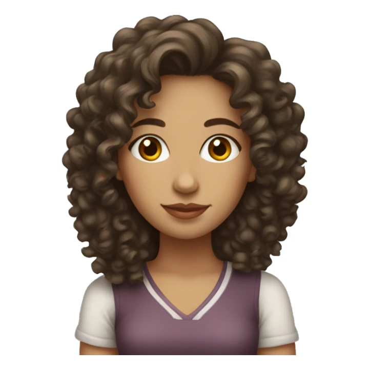 Brunette, curly girl with iced tea sticker