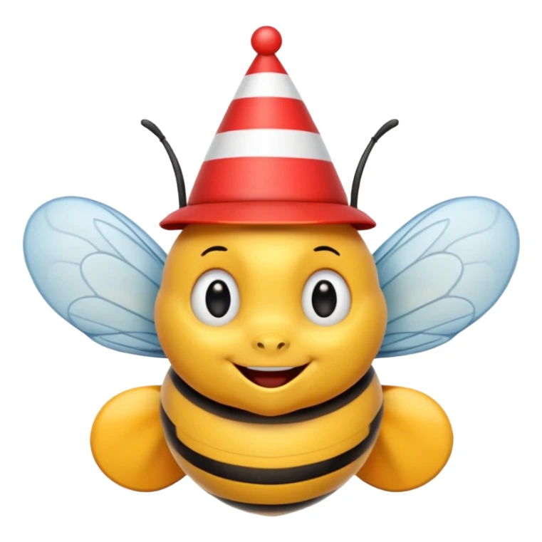 Bees with red Birthday Hat, Happy bee with striped party hat sticker