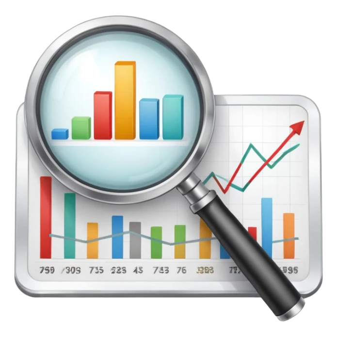 magnifying glass examining price charts and graphs sticker