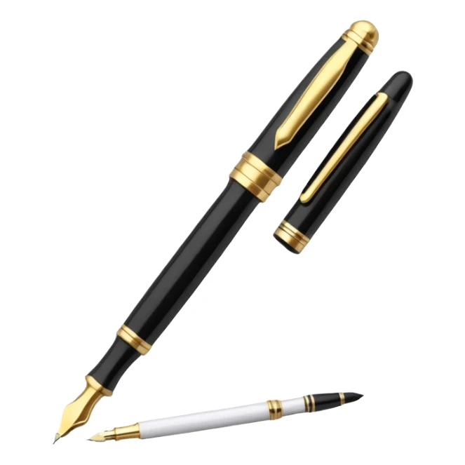 3D academic premium golden black Fountain Pe sticker