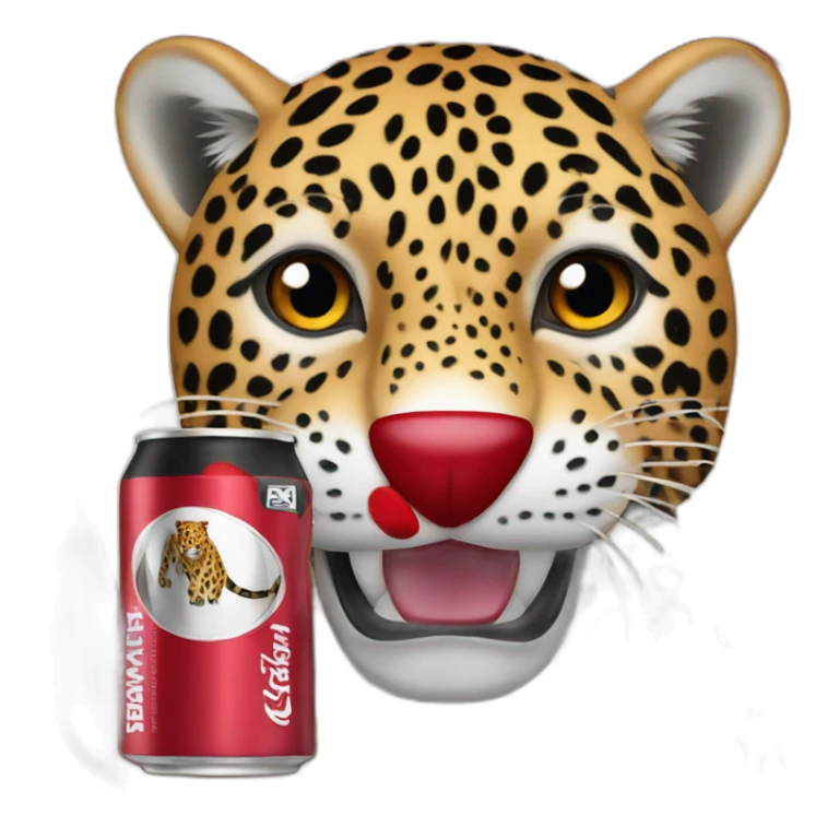 a jaguar drinking a black and red energy drink named jaguar sticker