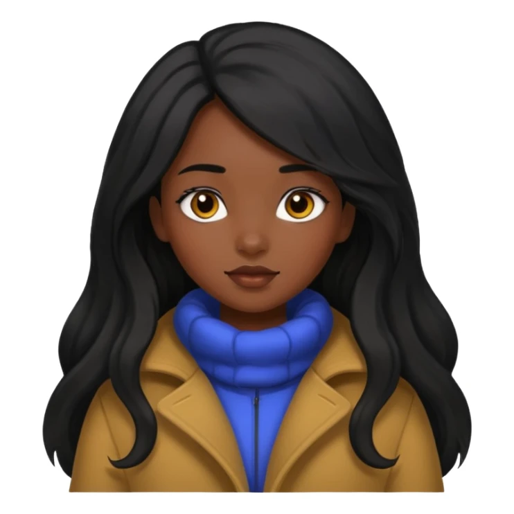 Siyah uzun saçlı ceket giyen esmerimsi kız sticker