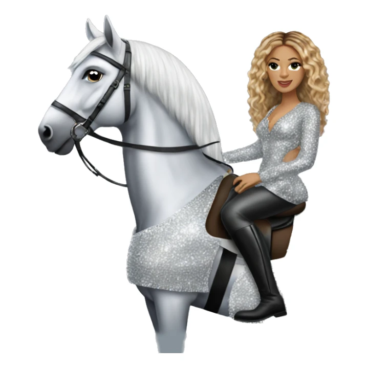 beyonce wearing silver crystal leopard riding silver sparkly horse sticker