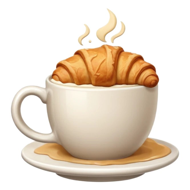 Croissant near cappuccino sticker