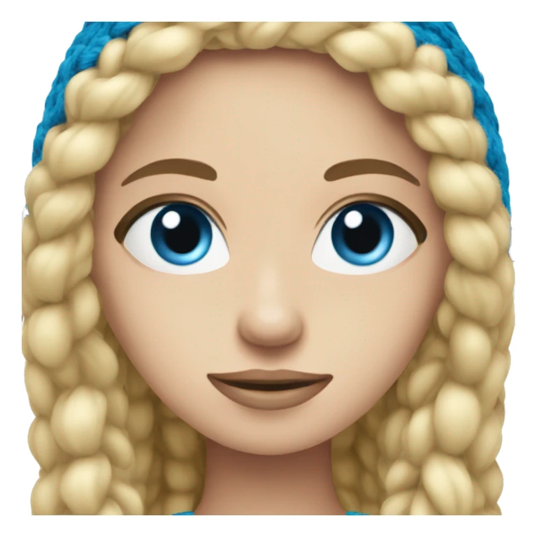 Blonde woman crocheting with straight hair blue eyes  sticker