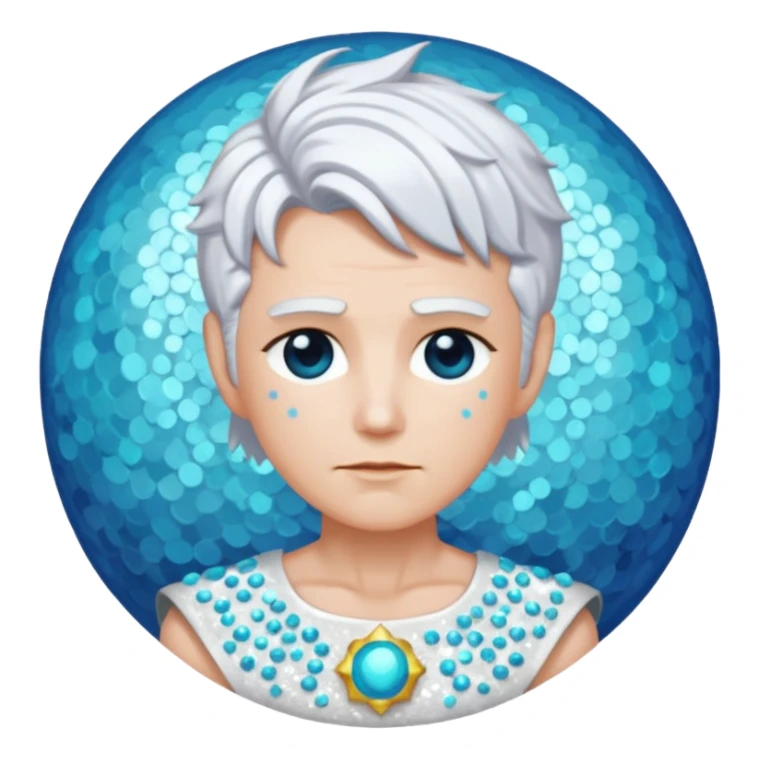 Uranus from Mythology with white hair, white sequin outfit sticker