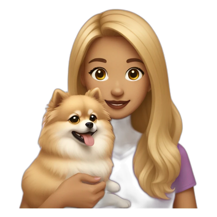 light-skinned-girl-petting-pomeranian sticker