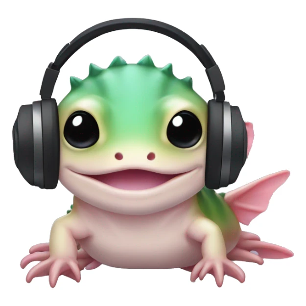 Axolotl wearing gamer headphones sticker