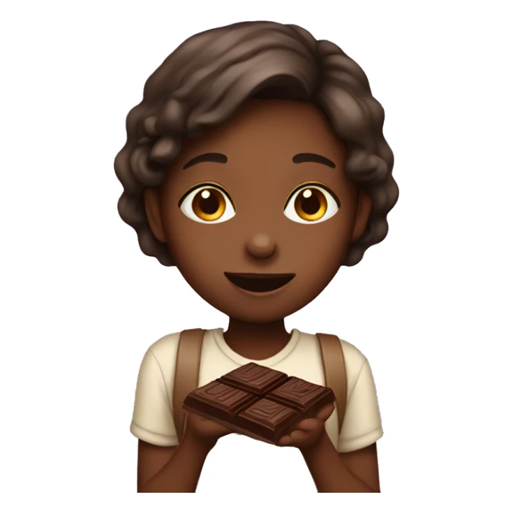 Girl eating chocolate sticker