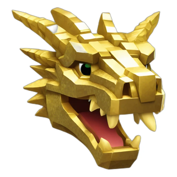 Minecraft Glitter Gold Dragon Head With Diamond Horn sticker