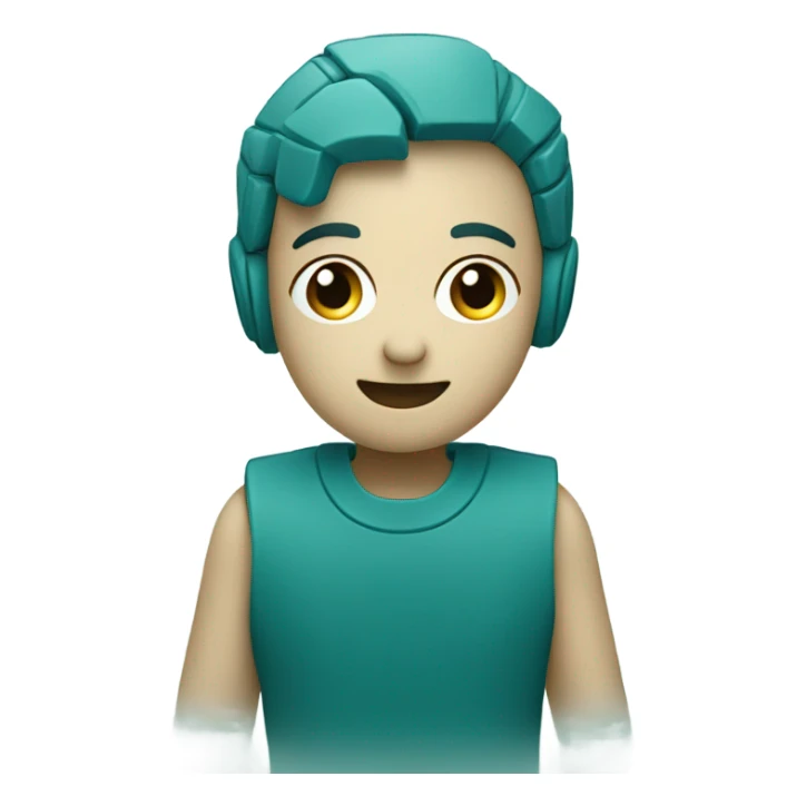 AI bot in a dark teal colour. Cute and friendly looking and talking. sticker