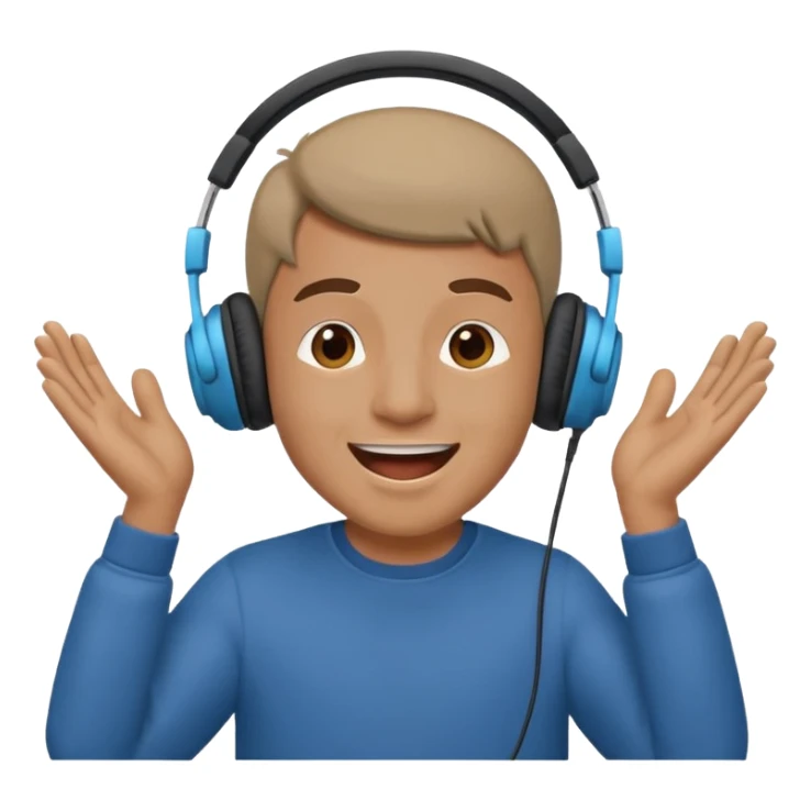 happy guy listening and chanting to music on a headphone sticker