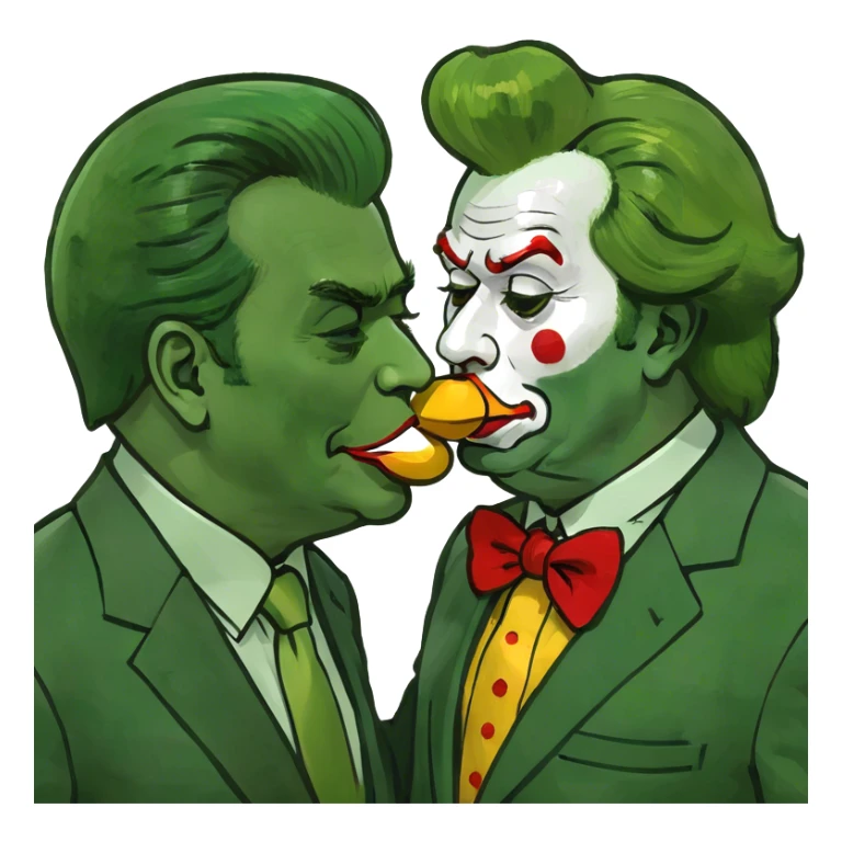 Donald trump kissing Ronald McDonald  sticker