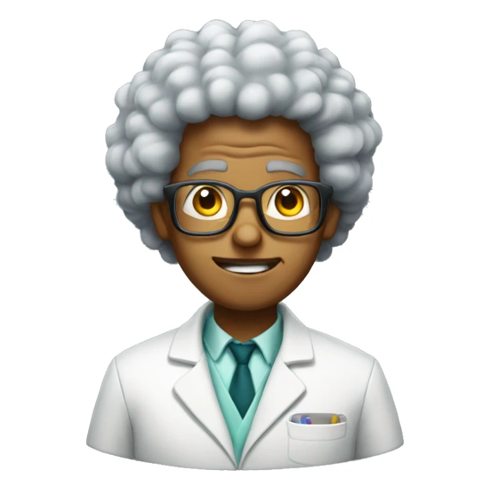 a mad scientist with an afro haircut sticker