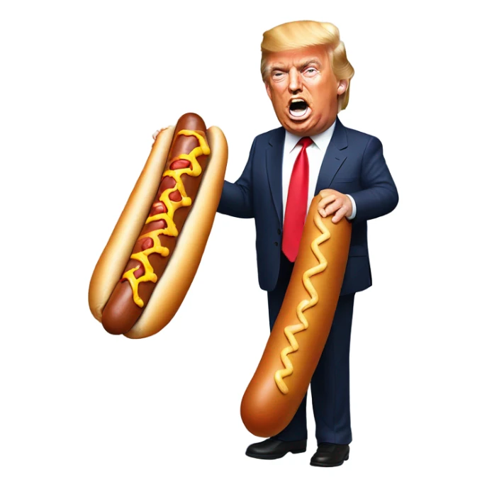 Donald trump eating a 5 foot hot dog sticker