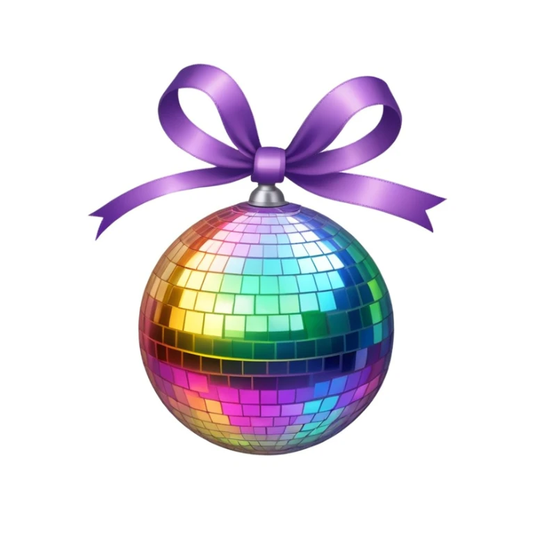 RIBBON ON THE TOP OF A MIRRORBALL sticker