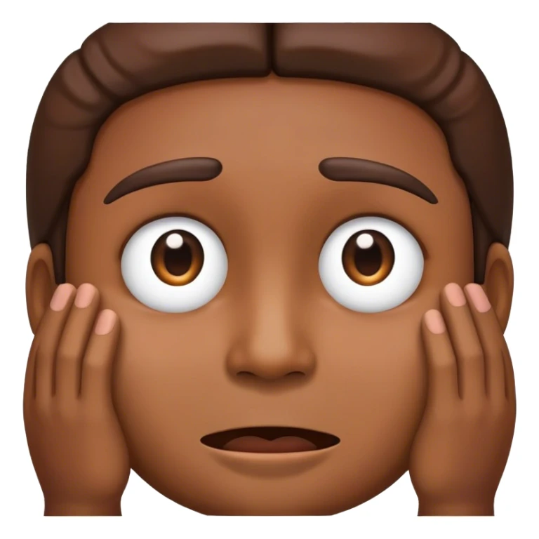 a face emoji, looking at the other with both hands next to his face.  sticker