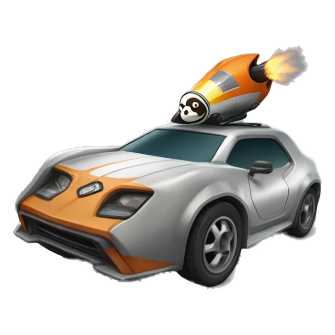 un pingouin qui conduit une voiture de rocket league sticker
