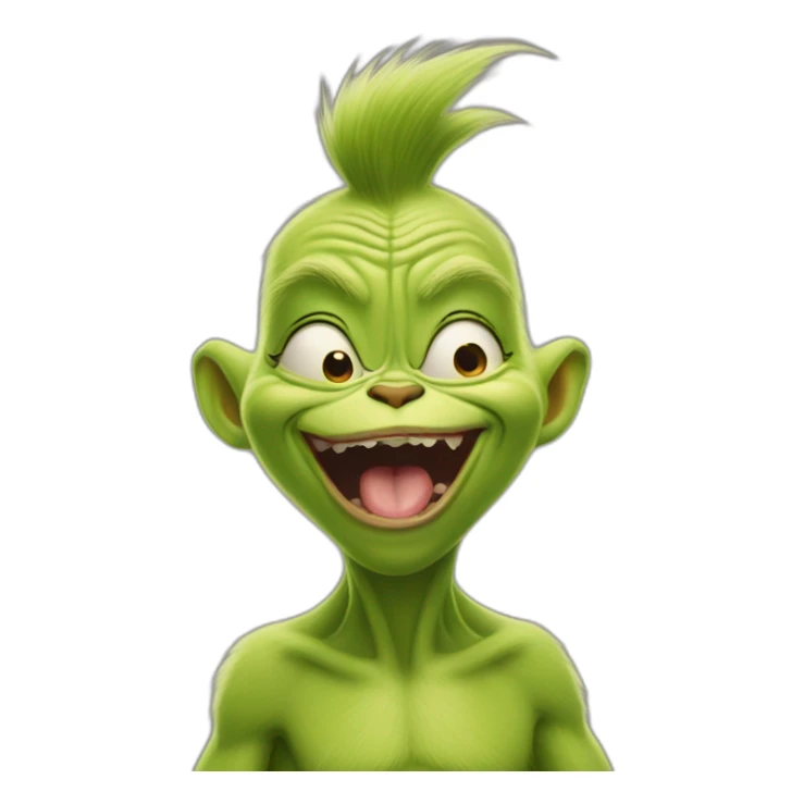 Japanese rounded yawning baby Grinch  sticker
