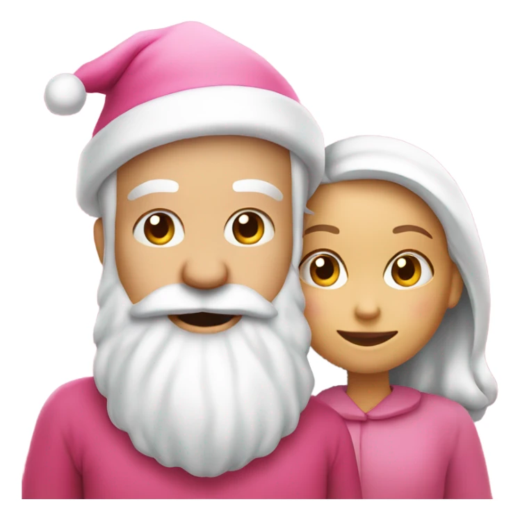 Santa claus in pink and girl sticker