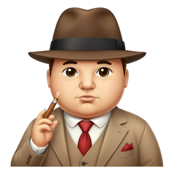 cute chubby mafia boss with fedora hat and tiny cigar sticker