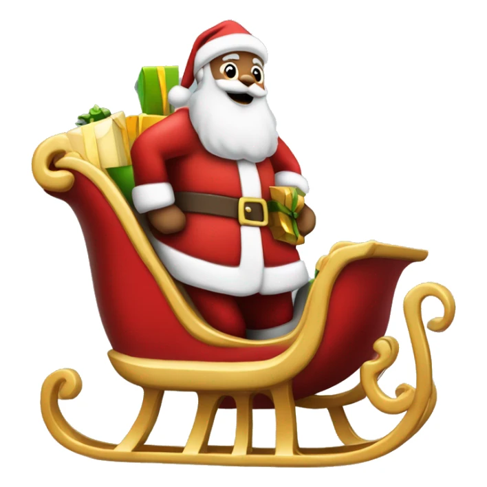 Santa's sleigh side profile with presents in the back and santa sat holding the reigns  sticker