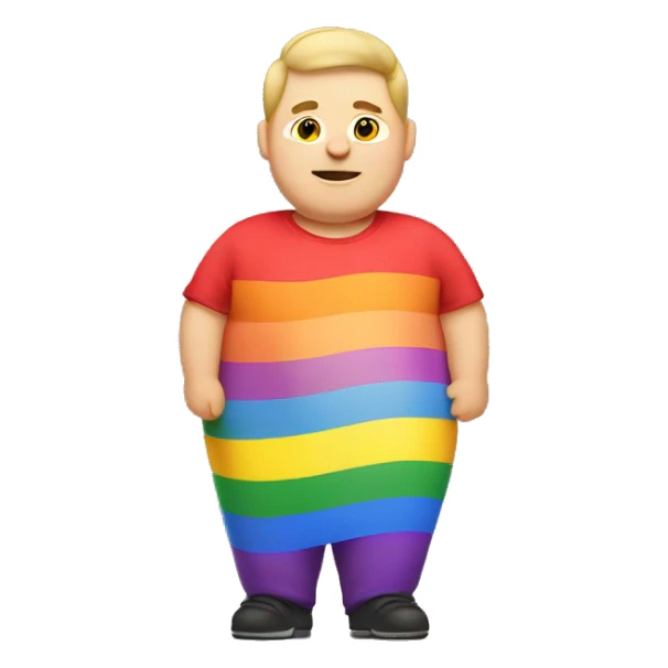Individual Gay chubby man with pride flag sticker