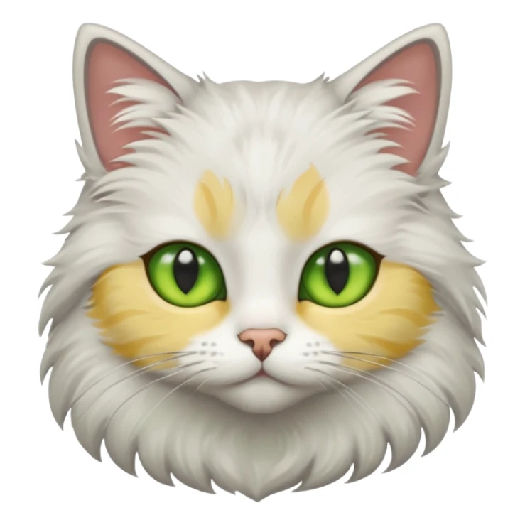 Cat with green eyes, grey and yellow face sticker