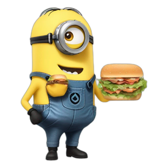 Minion con boina comiendo un sándwich  sticker