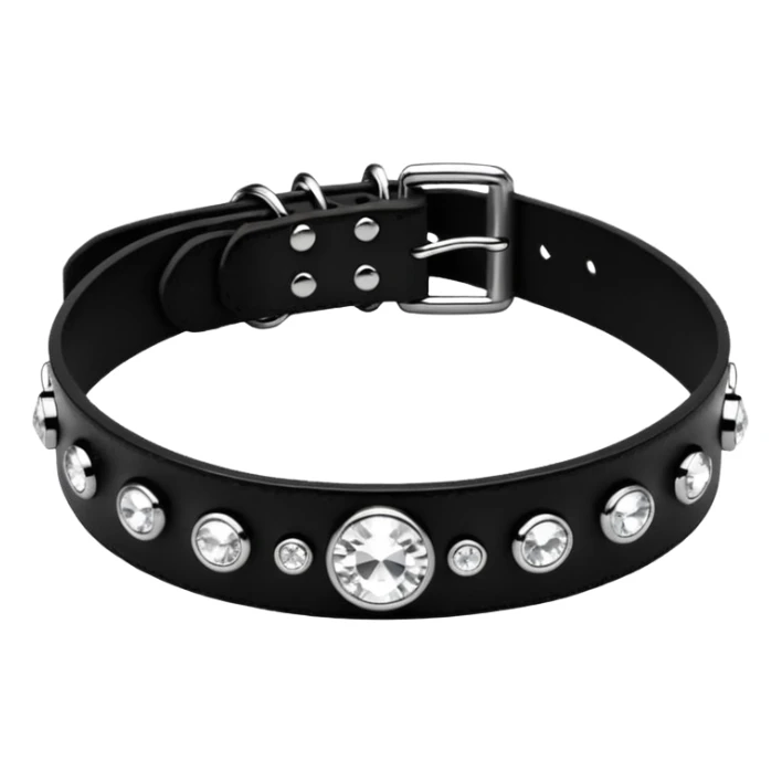 Black choker collar with white rhinestones  sticker