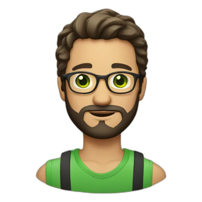 Man 26 yesrs with glasses beard and green eyes sticker