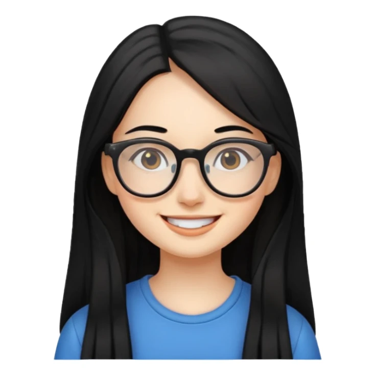 chica cabello largo negro, con lentes que estemuy feliz sticker