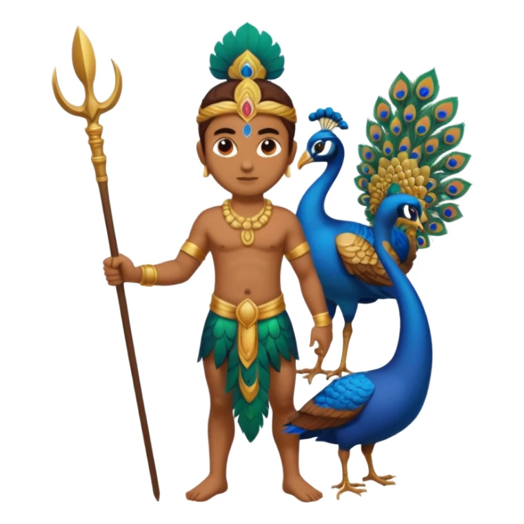Add spear in Murugan's hand https://www.emojis.com/emoji/lord-murugan-with-peacock-2CT7AkyFuYy sticker