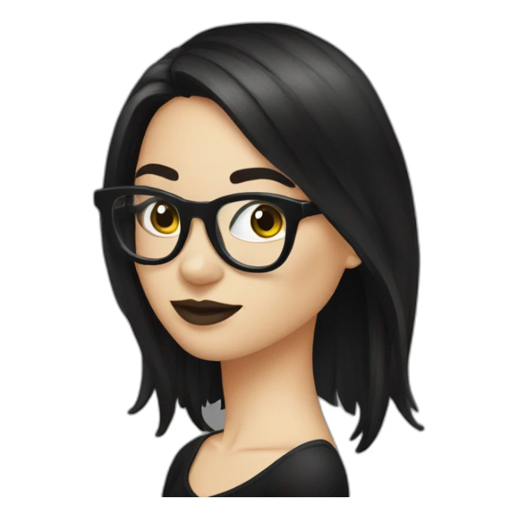 Tango-dancing-goth-girl-dark-hair-with-glasses-black-tshirt sticker