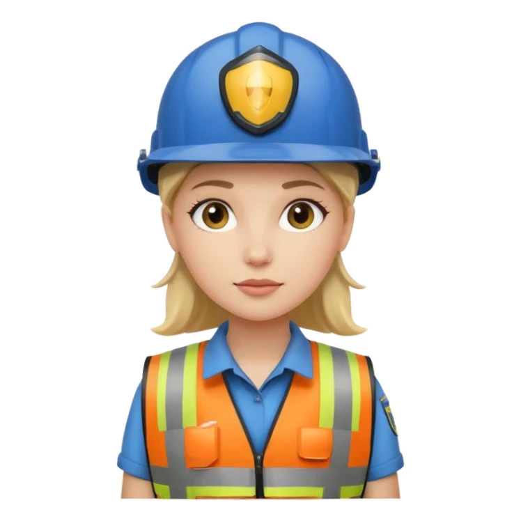 Girl standing with her security helmet and security vest on sticker