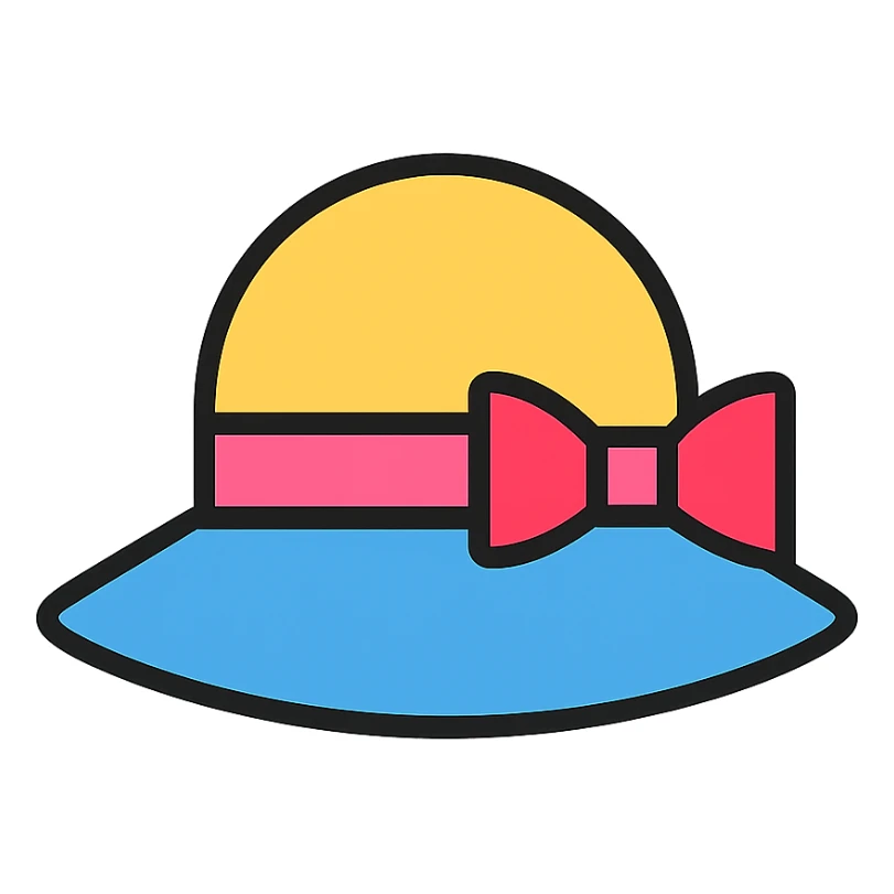 geometric Sophie hat icon inspired by Howl's Moving Castle, basic shapes, clear lines, stylized ribbon, modern icon style sticker