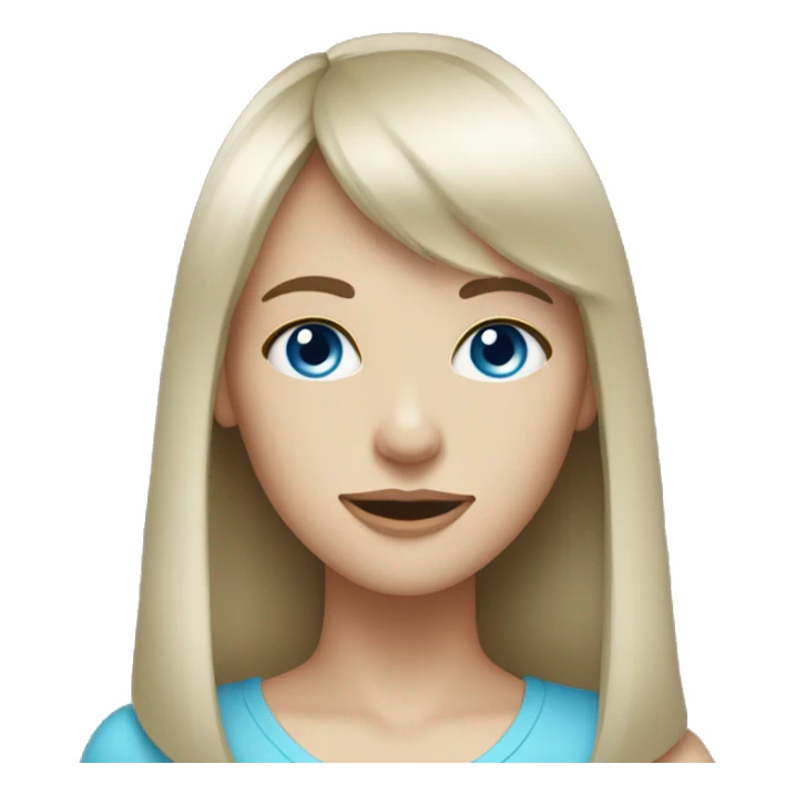 slender white brunette with bangs, blue eyes sticker