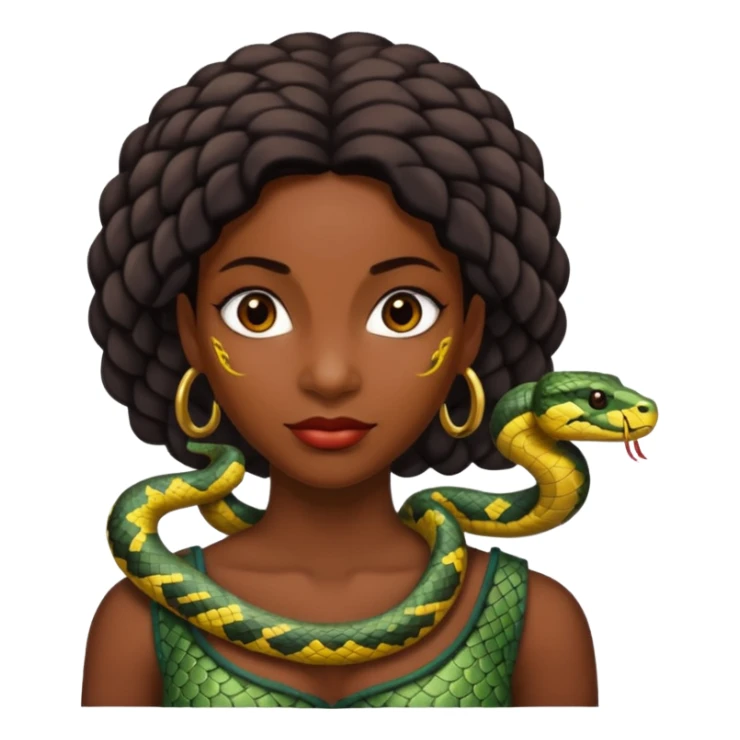black woman with snake on shoulders sticker