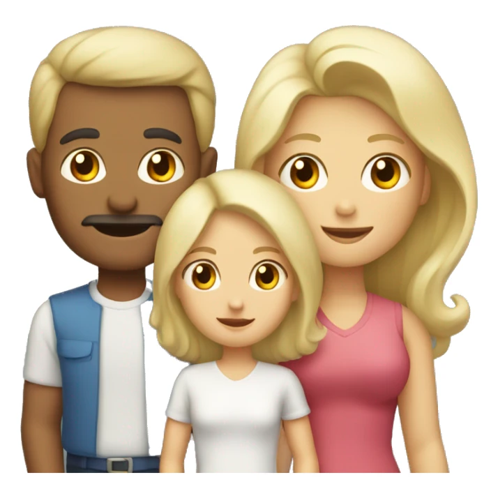 dark hair father and blond mother and two children sticker