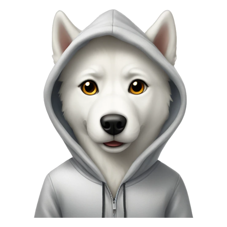 White husky wearing a hoodie sticker