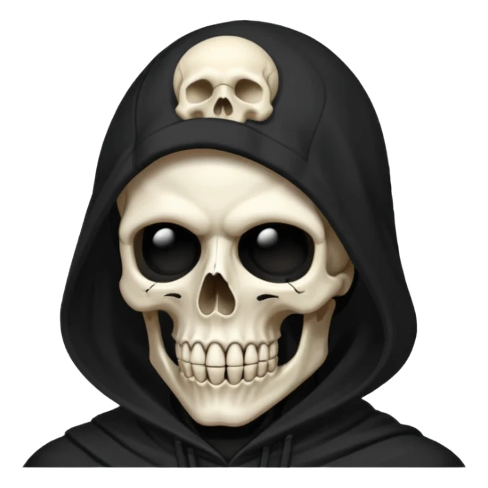 skull head, black hood, reaper sticker