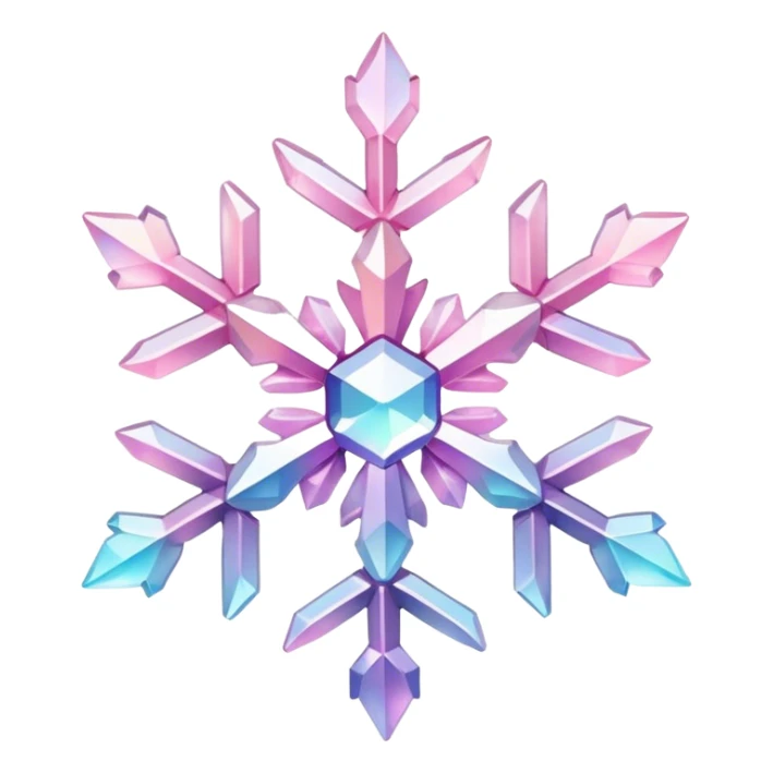 Gradient iridescent Pastel Pink crystal gemstone snowflake  sticker