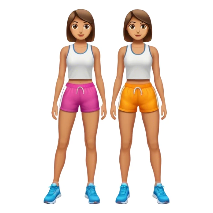 front view of full legs female with gym shorts sticker