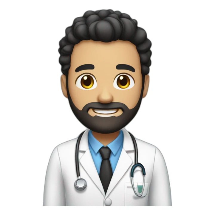 doctor brown beard smiles short black hair on the head sticker