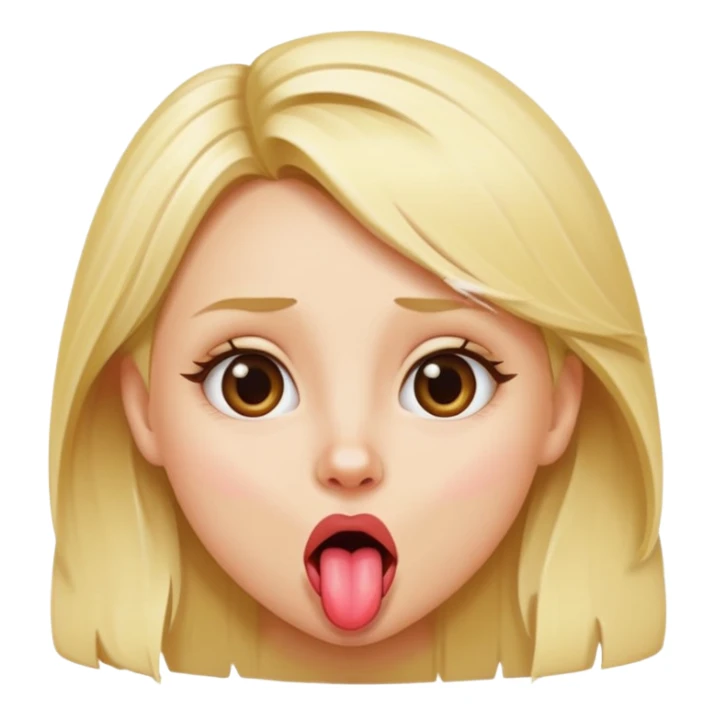 Blonde girl sticking out a silly pointed tongue sticker