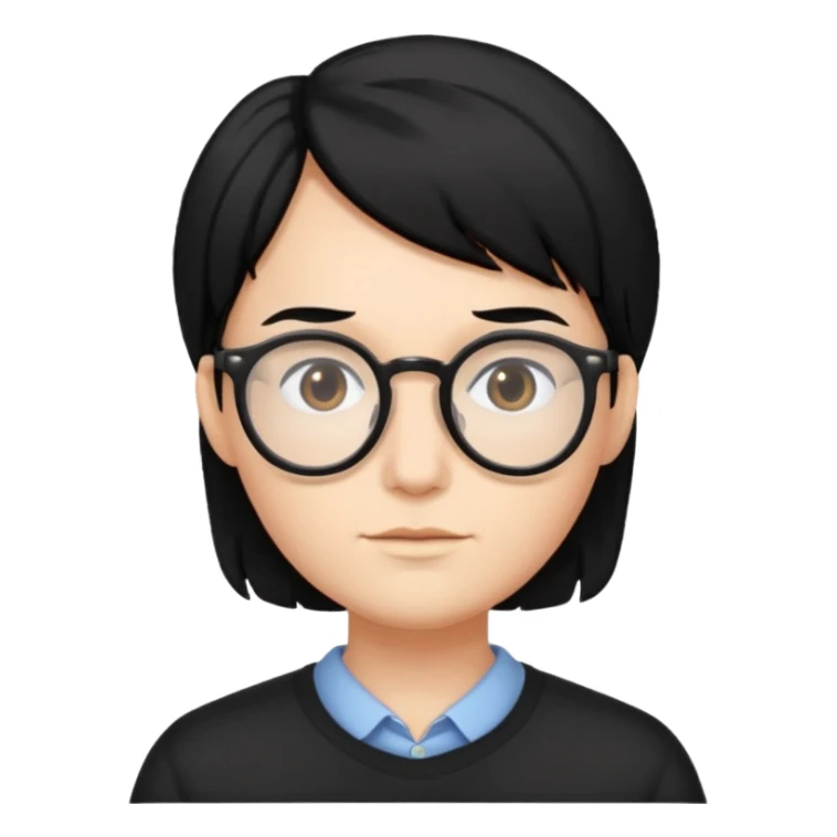 Bug with middle part black hair and glasses sticker