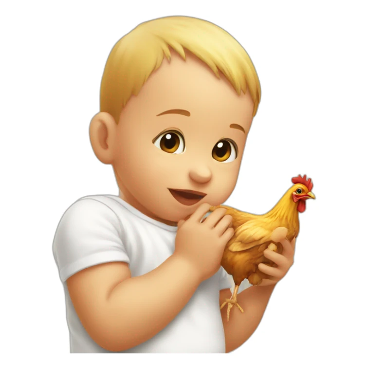 baby grabbing chicken by neck sticker